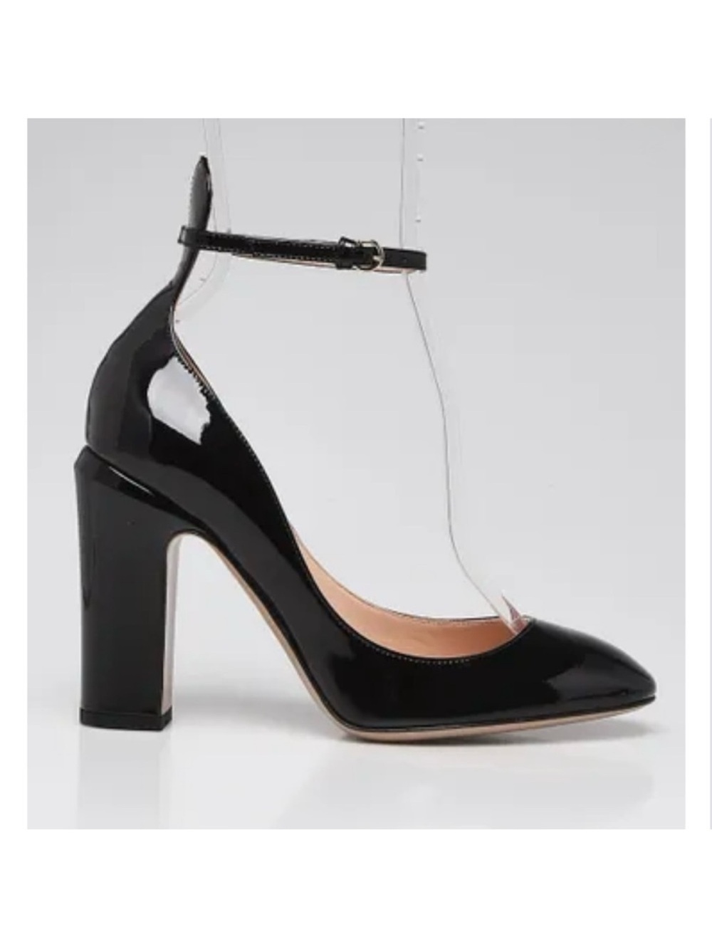 Valentino Black Patent Ankle-Strap Block Heels Tango - Picture 2 of 3